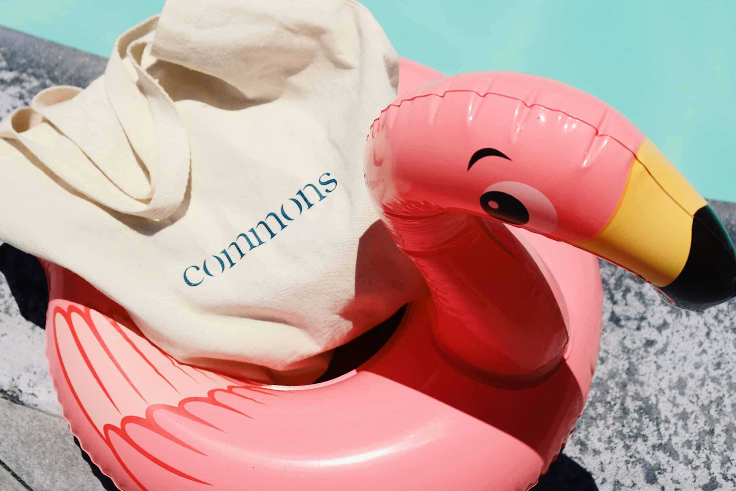 commons tote on pool float